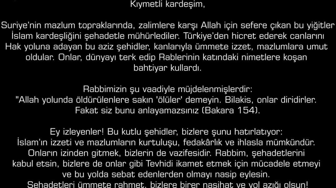 Türkiyeli Şam Şehidleri (الشهداء من تركيا في الشام)